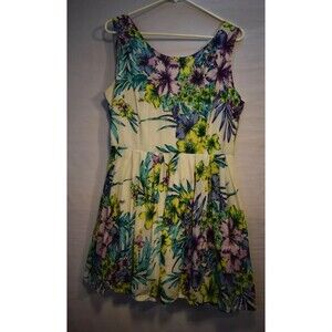 Louche Women's Colorful Floral Sleeveless Dress Fit & Flare Pockets Size 14
